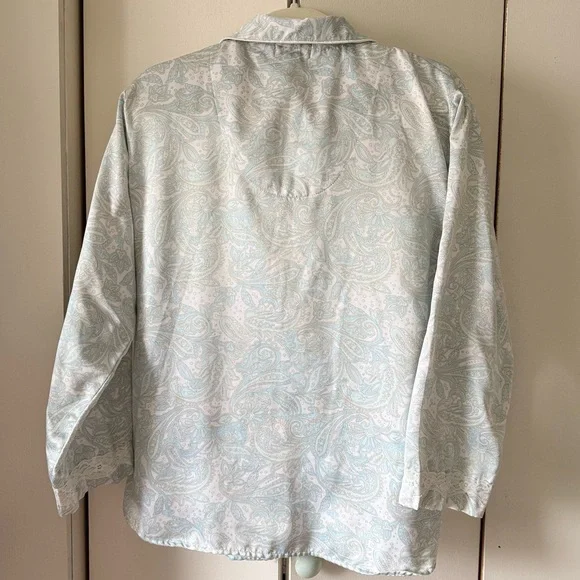 Miss Elaine Paisley & Lace Long Pajama Set in Size Large - Picture 4 of 8